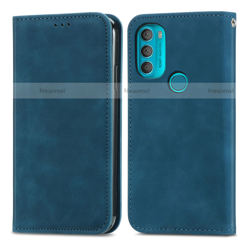 Leather Case Stands Flip Cover Holder S04D for Motorola Moto G71 5G