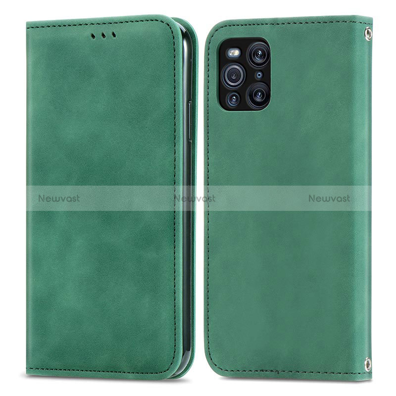 Leather Case Stands Flip Cover Holder S04D for Oppo Find X3 5G