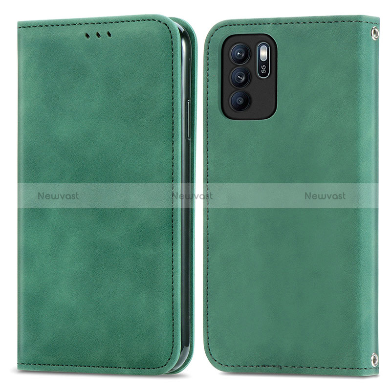 Leather Case Stands Flip Cover Holder S04D for Oppo Reno6 Z 5G