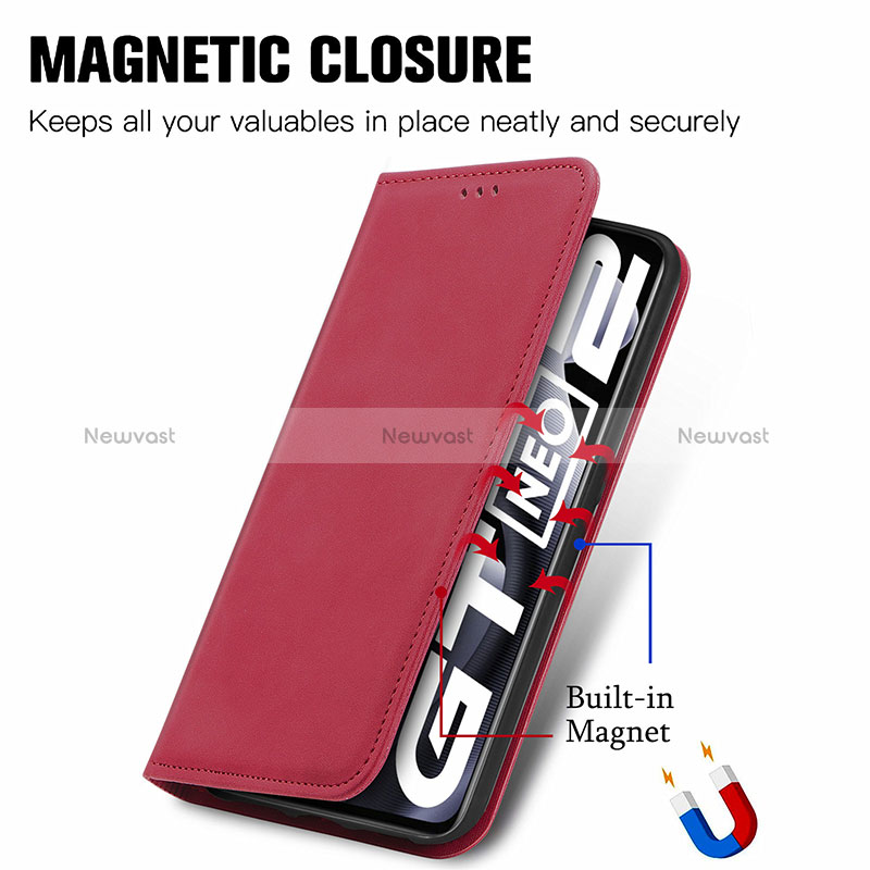 Leather Case Stands Flip Cover Holder S04D for Realme GT Neo 3T 5G