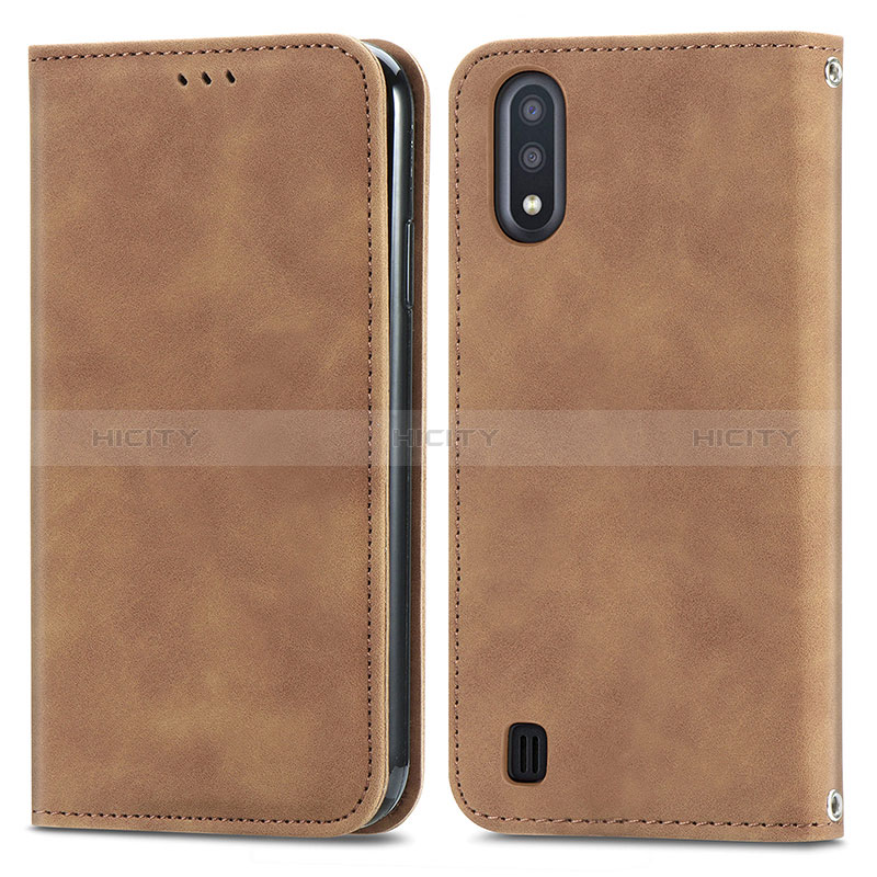 Leather Case Stands Flip Cover Holder S04D for Samsung Galaxy A01 SM-A015