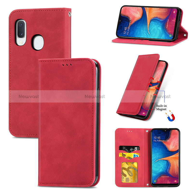 Leather Case Stands Flip Cover Holder S04D for Samsung Galaxy A20e