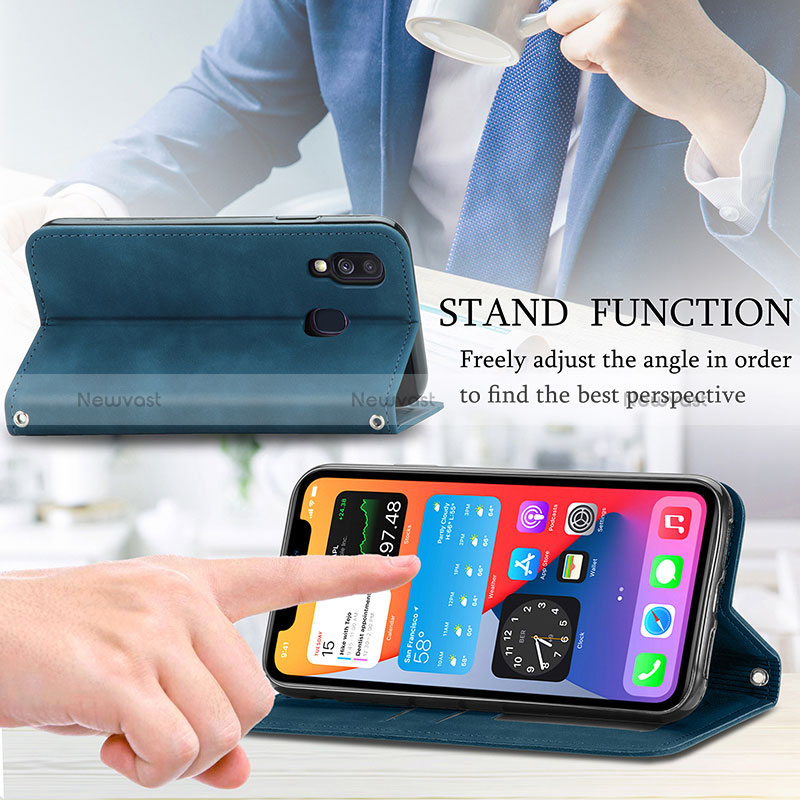 Leather Case Stands Flip Cover Holder S04D for Samsung Galaxy A40