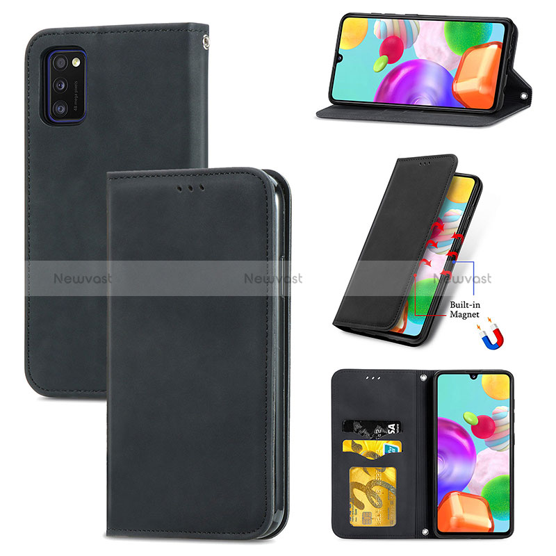 Leather Case Stands Flip Cover Holder S04D for Samsung Galaxy A41