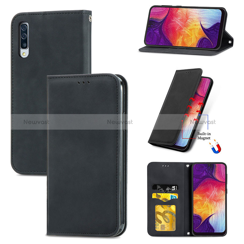 Leather Case Stands Flip Cover Holder S04D for Samsung Galaxy A50