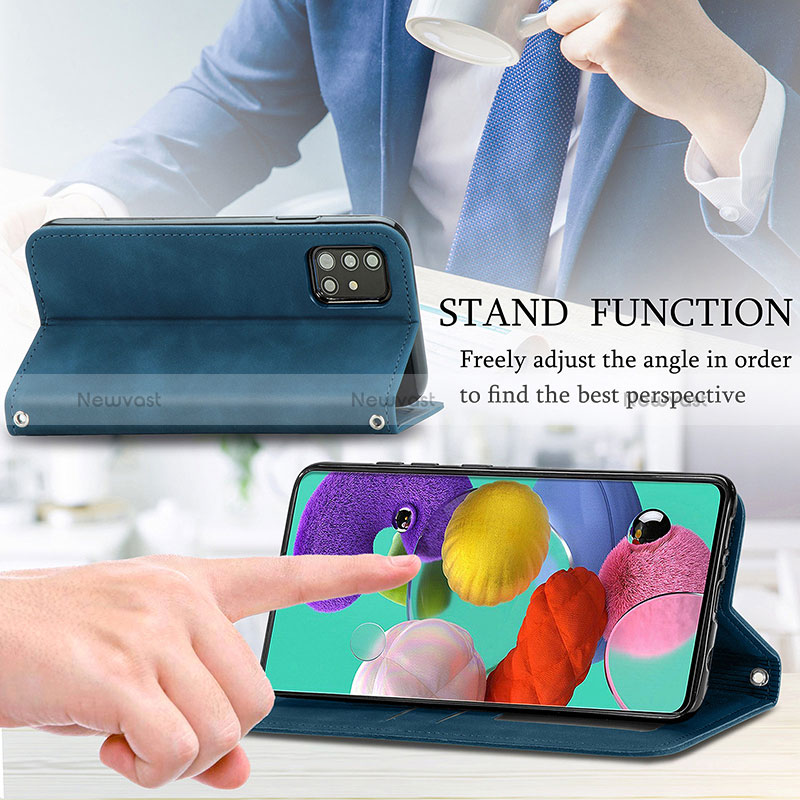 Leather Case Stands Flip Cover Holder S04D for Samsung Galaxy A51 5G