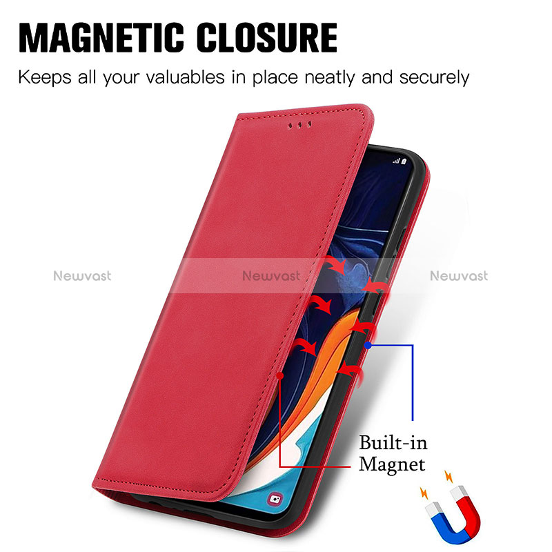 Leather Case Stands Flip Cover Holder S04D for Samsung Galaxy A60