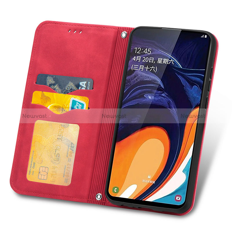 Leather Case Stands Flip Cover Holder S04D for Samsung Galaxy A60