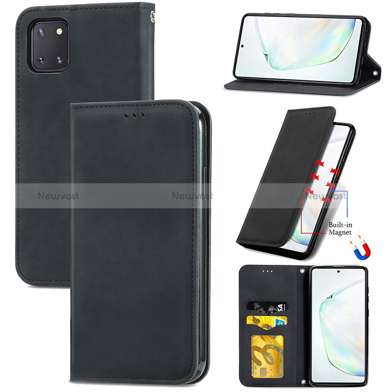 Leather Case Stands Flip Cover Holder S04D for Samsung Galaxy A81