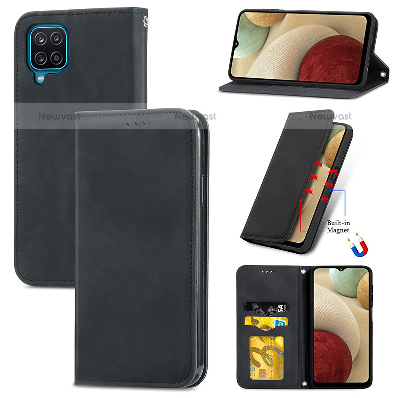 Leather Case Stands Flip Cover Holder S04D for Samsung Galaxy F12