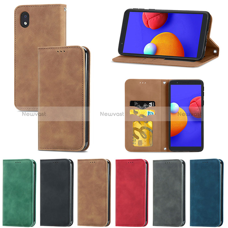 Leather Case Stands Flip Cover Holder S04D for Samsung Galaxy M01 Core