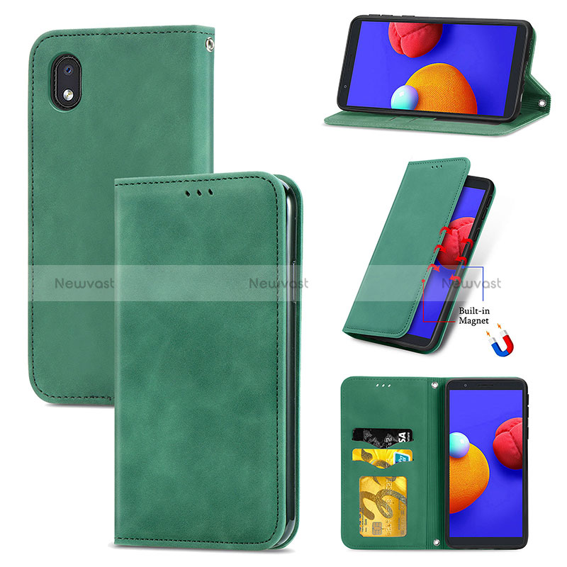 Leather Case Stands Flip Cover Holder S04D for Samsung Galaxy M01 Core
