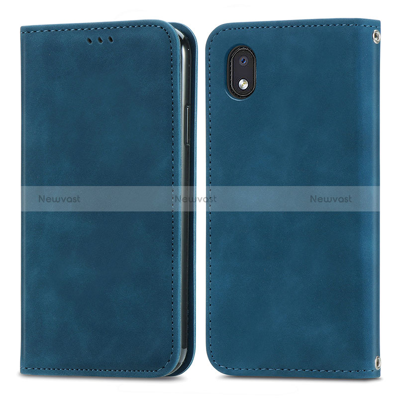 Leather Case Stands Flip Cover Holder S04D for Samsung Galaxy M01 Core Blue