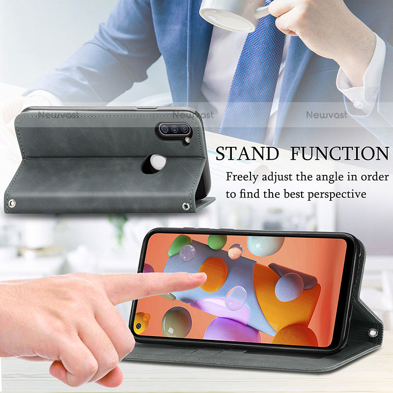 Leather Case Stands Flip Cover Holder S04D for Samsung Galaxy M11