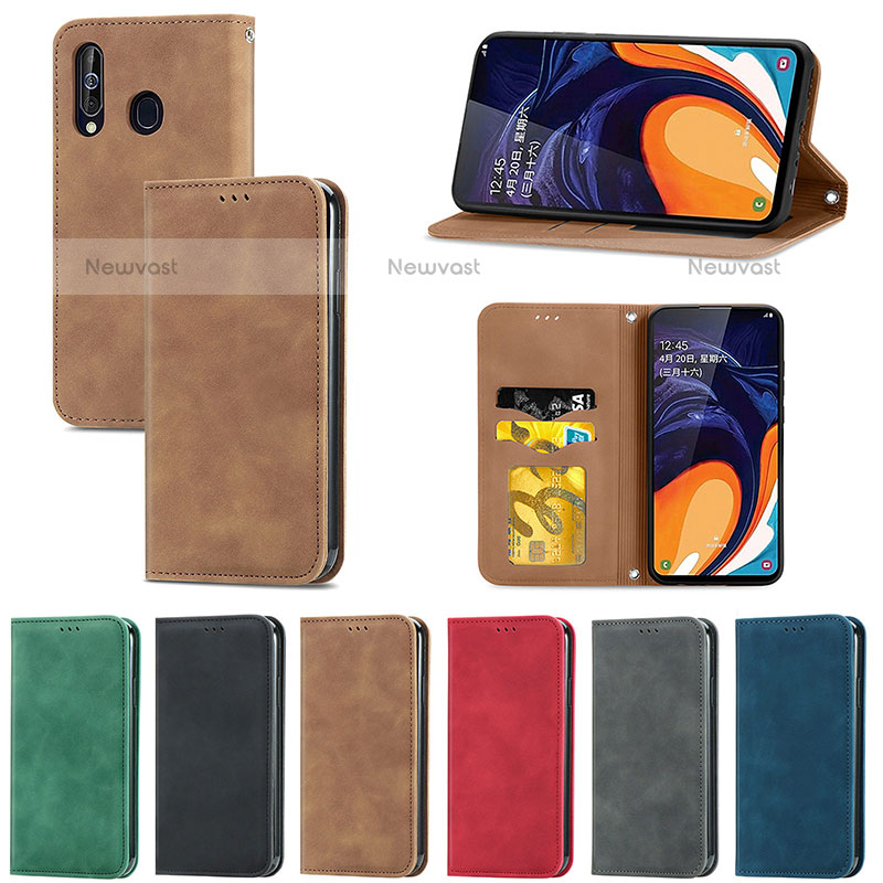 Leather Case Stands Flip Cover Holder S04D for Samsung Galaxy M40