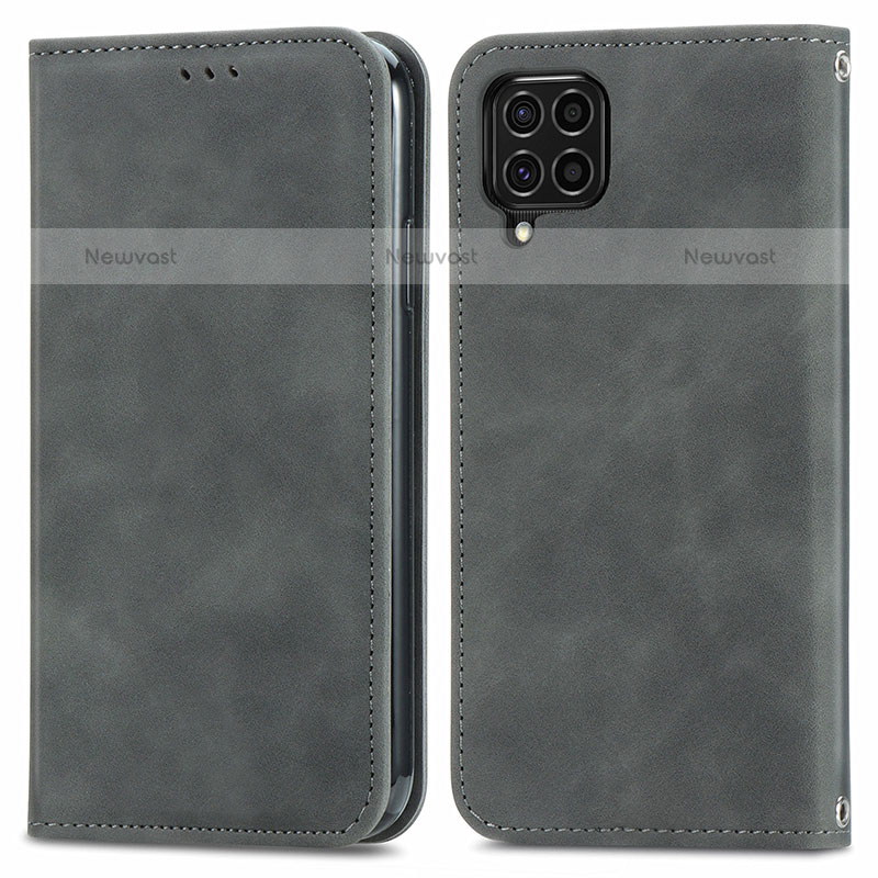 Leather Case Stands Flip Cover Holder S04D for Samsung Galaxy M62 4G Gray