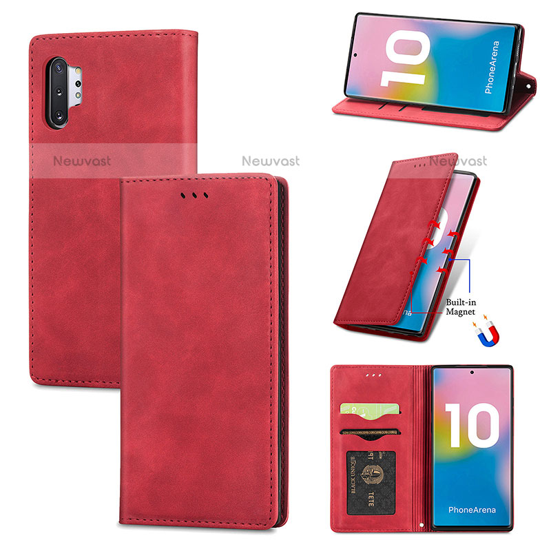 Leather Case Stands Flip Cover Holder S04D for Samsung Galaxy Note 10 Plus 5G