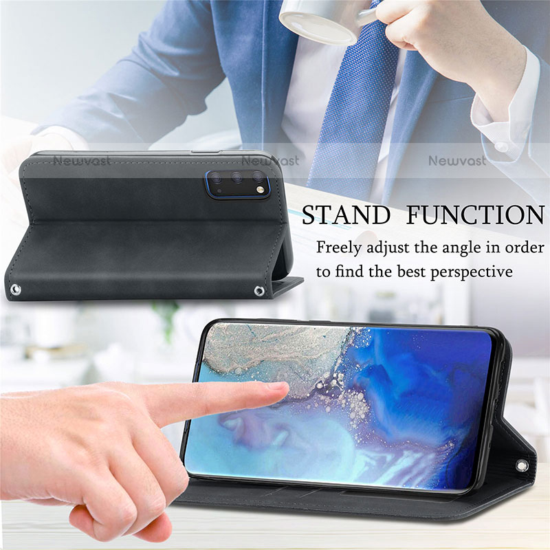 Leather Case Stands Flip Cover Holder S04D for Samsung Galaxy S20