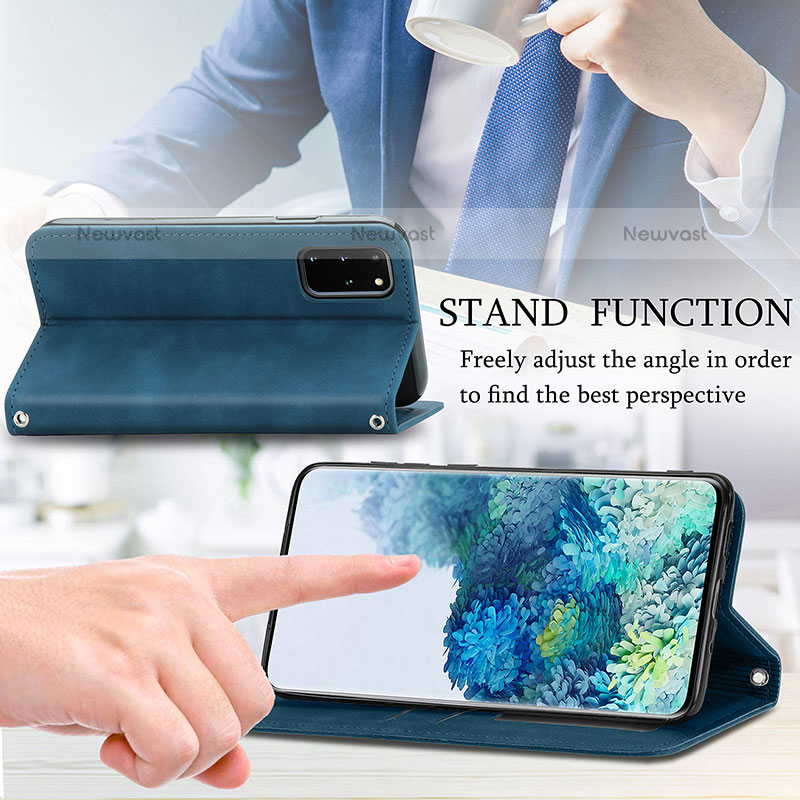 Leather Case Stands Flip Cover Holder S04D for Samsung Galaxy S20 Plus 5G