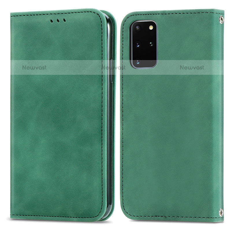 Leather Case Stands Flip Cover Holder S04D for Samsung Galaxy S20 Plus 5G Green