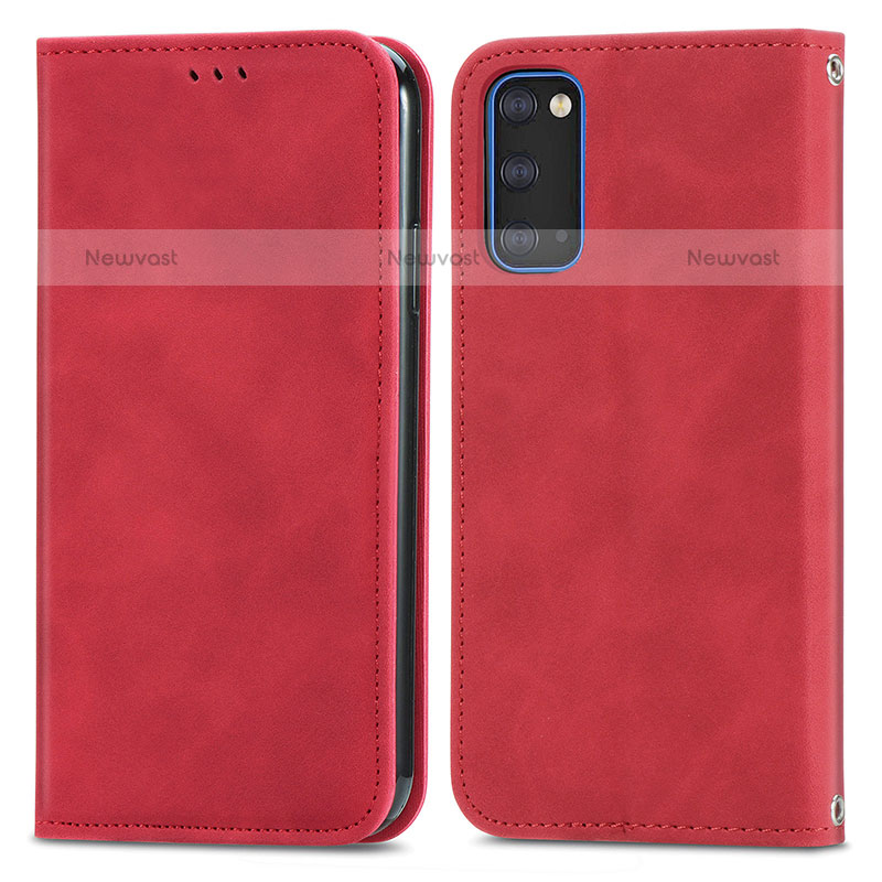 Leather Case Stands Flip Cover Holder S04D for Samsung Galaxy S20 Red