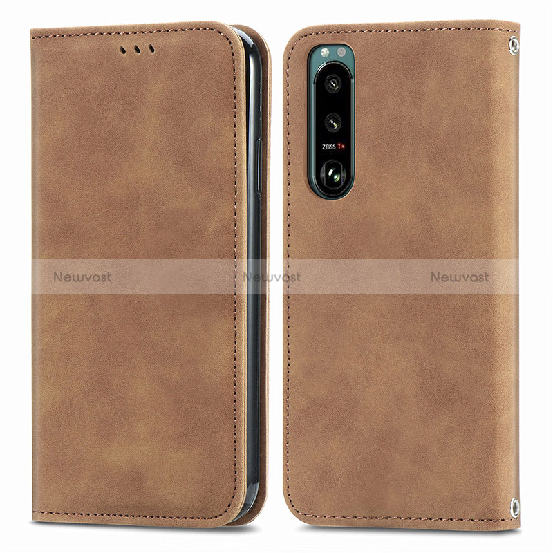 Leather Case Stands Flip Cover Holder S04D for Sony Xperia 5 IV