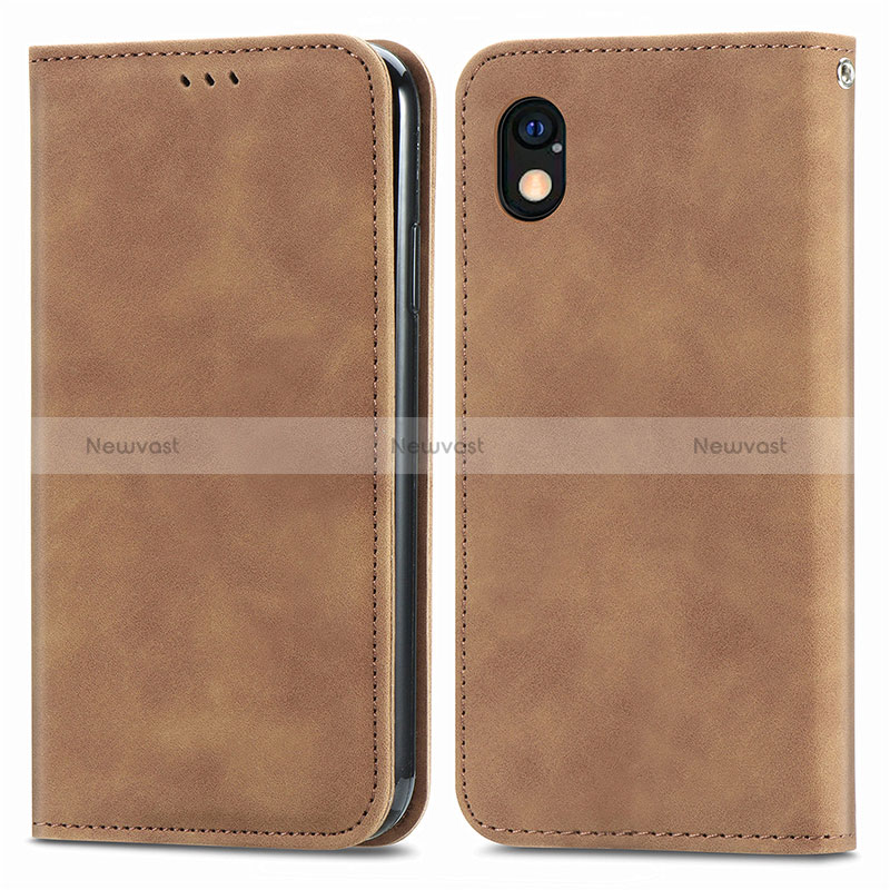 Leather Case Stands Flip Cover Holder S04D for Sony Xperia Ace III Brown