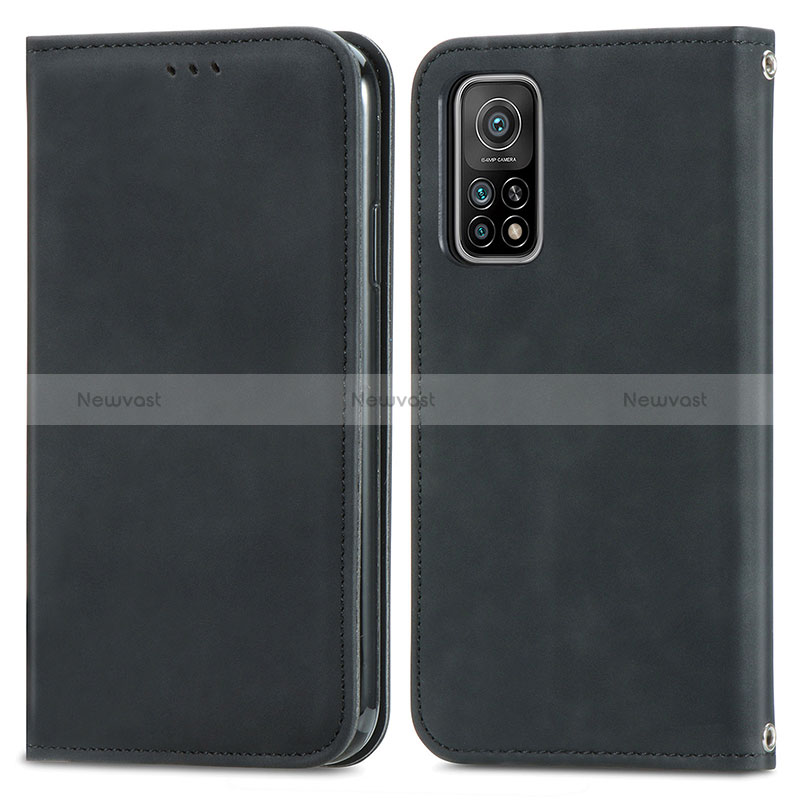 Leather Case Stands Flip Cover Holder S04D for Xiaomi Mi 10T Pro 5G Black