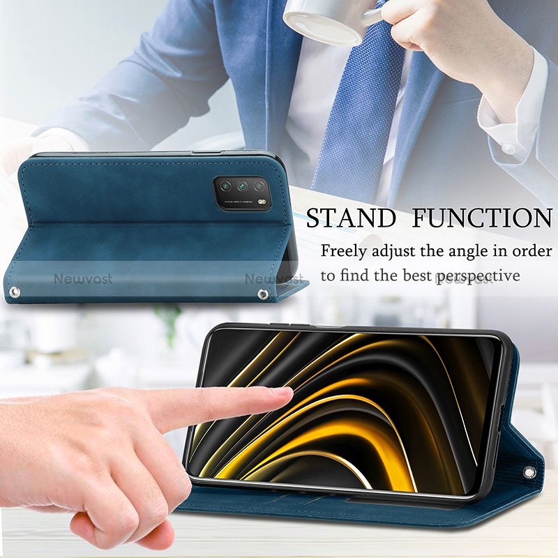 Leather Case Stands Flip Cover Holder S04D for Xiaomi Poco M3