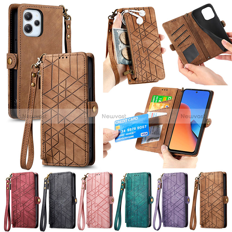 Leather Case Stands Flip Cover Holder S04D for Xiaomi Redmi 12 4G