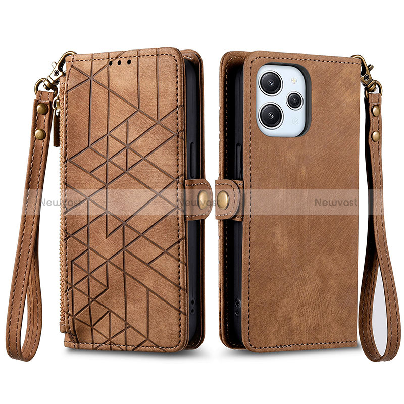 Leather Case Stands Flip Cover Holder S04D for Xiaomi Redmi 12 4G