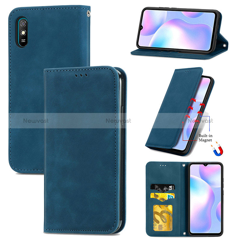 Leather Case Stands Flip Cover Holder S04D for Xiaomi Redmi 9A