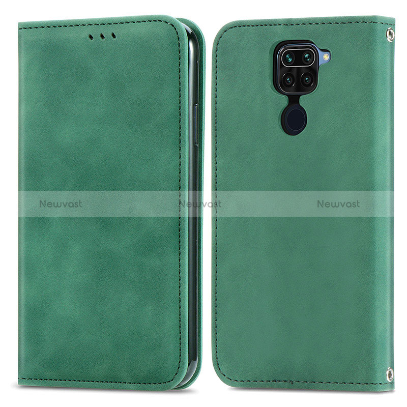 Leather Case Stands Flip Cover Holder S04D for Xiaomi Redmi Note 9 Green