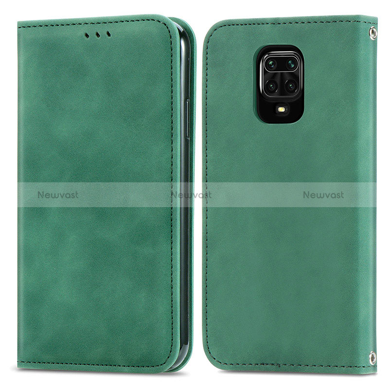 Leather Case Stands Flip Cover Holder S04D for Xiaomi Redmi Note 9 Pro Max Green
