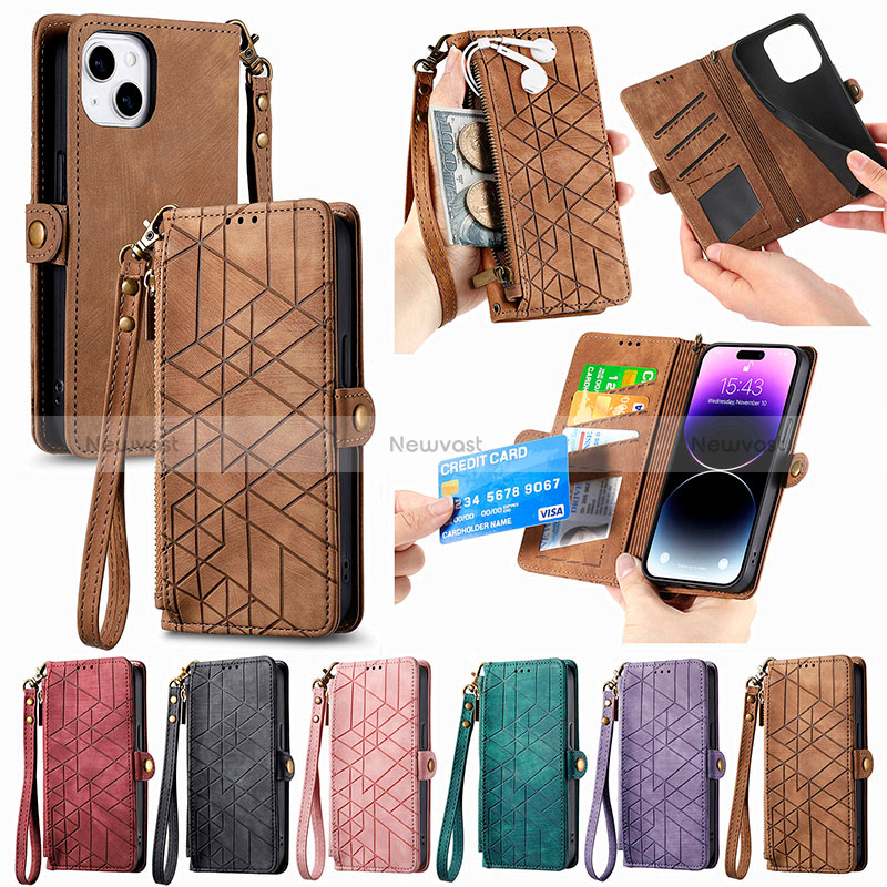 Leather Case Stands Flip Cover Holder S05D for Apple iPhone 13