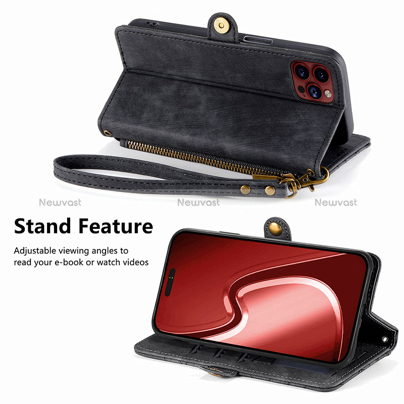 Leather Case Stands Flip Cover Holder S05D for Apple iPhone 13 Pro Max