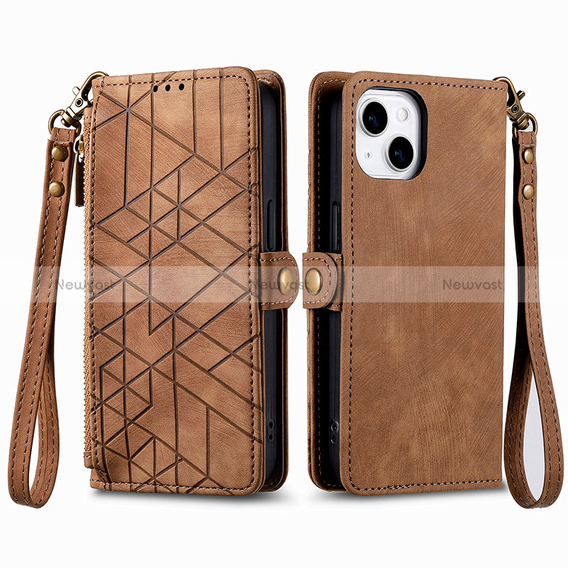 Leather Case Stands Flip Cover Holder S05D for Apple iPhone 14 Plus