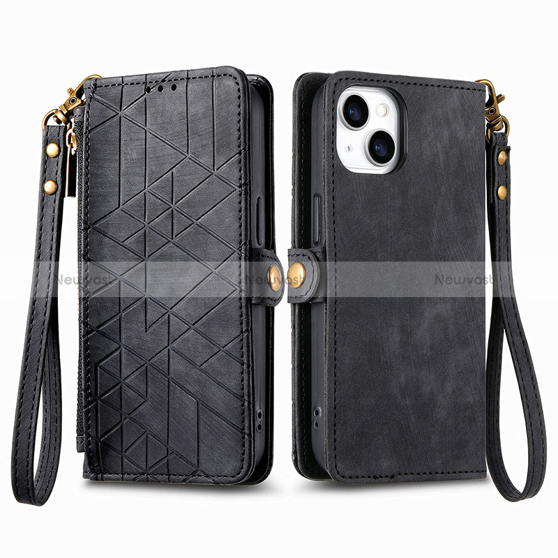 Leather Case Stands Flip Cover Holder S05D for Apple iPhone 14 Plus