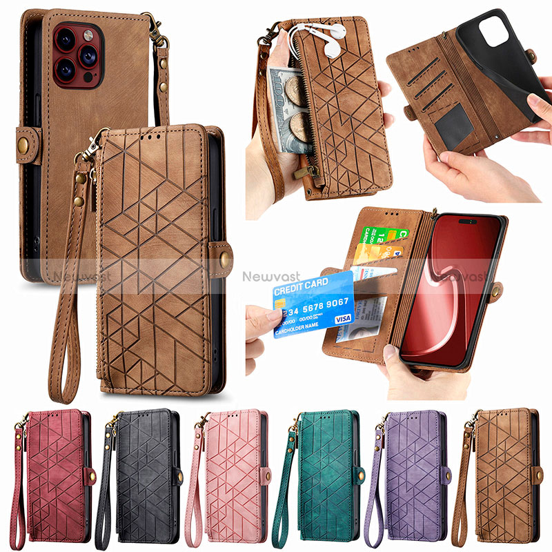 Leather Case Stands Flip Cover Holder S05D for Apple iPhone 14 Pro Max