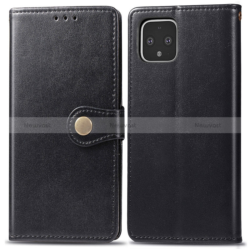 Leather Case Stands Flip Cover Holder S05D for Google Pixel 4 Black