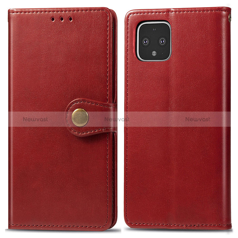 Leather Case Stands Flip Cover Holder S05D for Google Pixel 4 Red