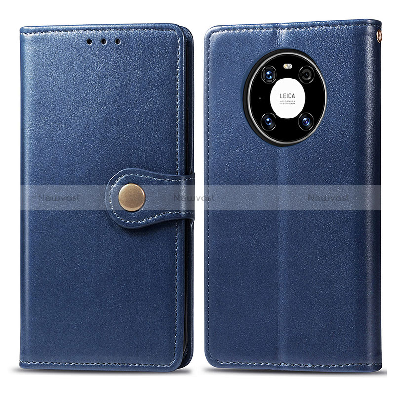 Leather Case Stands Flip Cover Holder S05D for Huawei Mate 40 Pro Blue