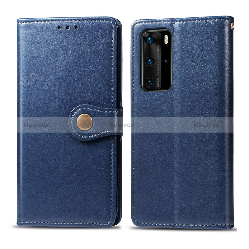 Leather Case Stands Flip Cover Holder S05D for Huawei P40 Pro Blue