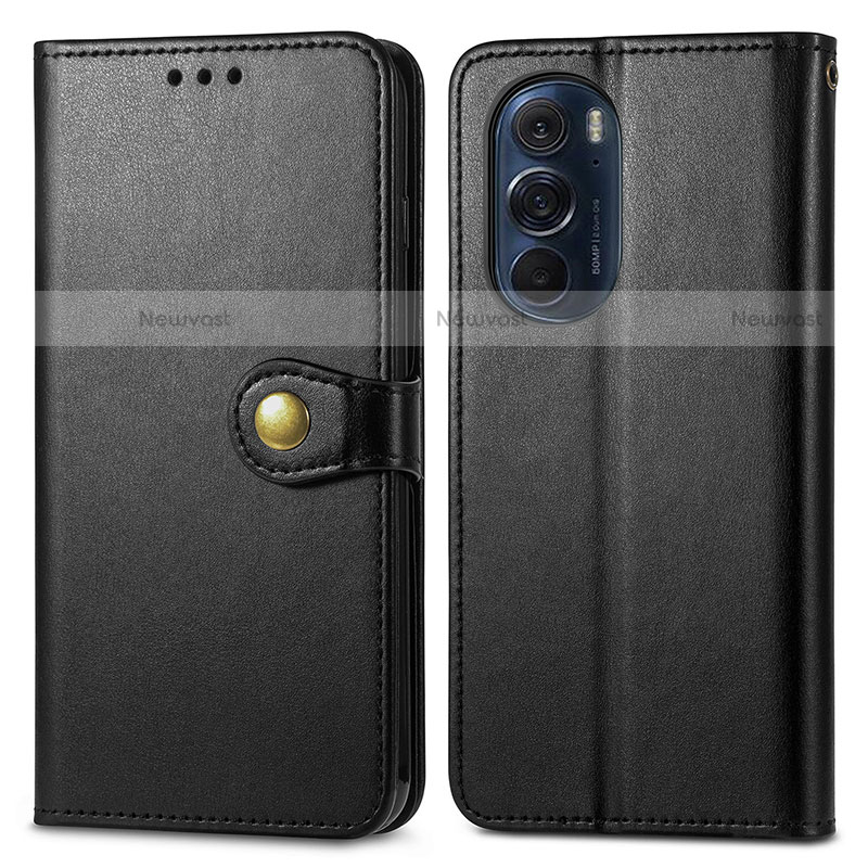 Leather Case Stands Flip Cover Holder S05D for Motorola Moto Edge X30 5G Black