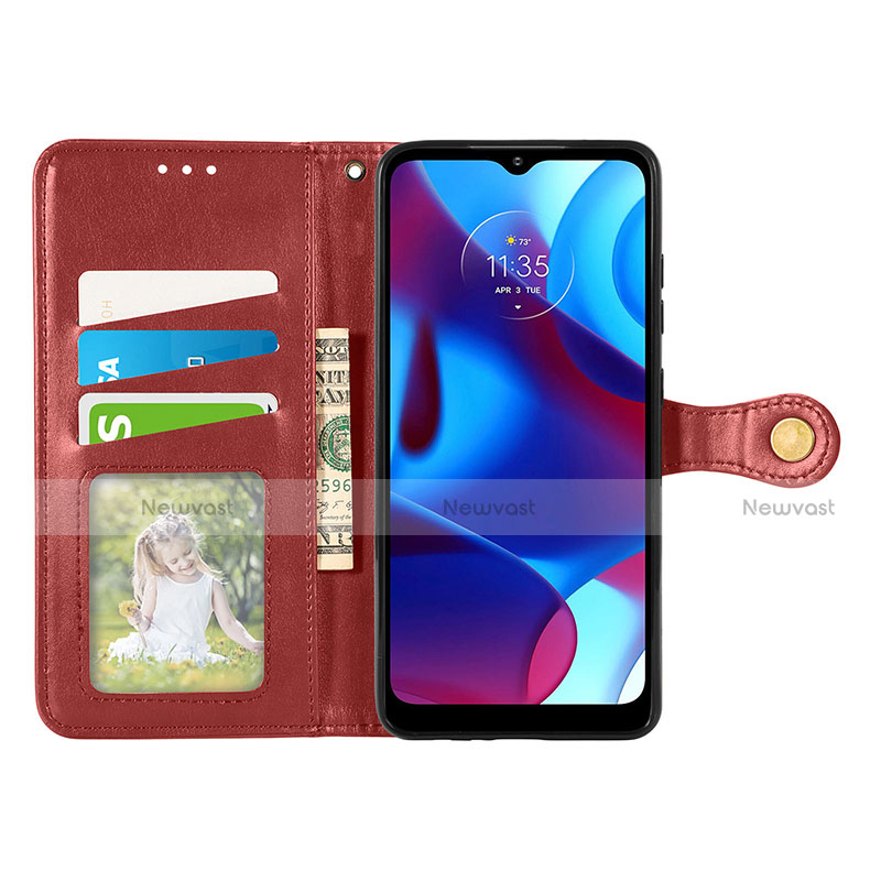 Leather Case Stands Flip Cover Holder S05D for Motorola Moto G Pure