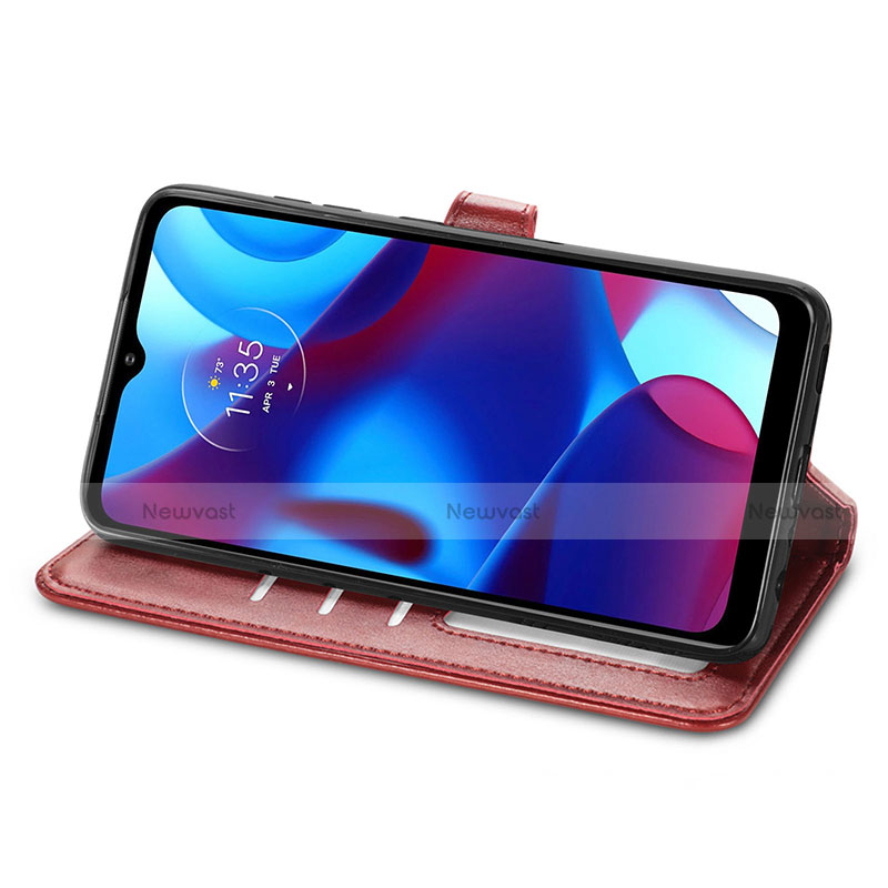 Leather Case Stands Flip Cover Holder S05D for Motorola Moto G Pure