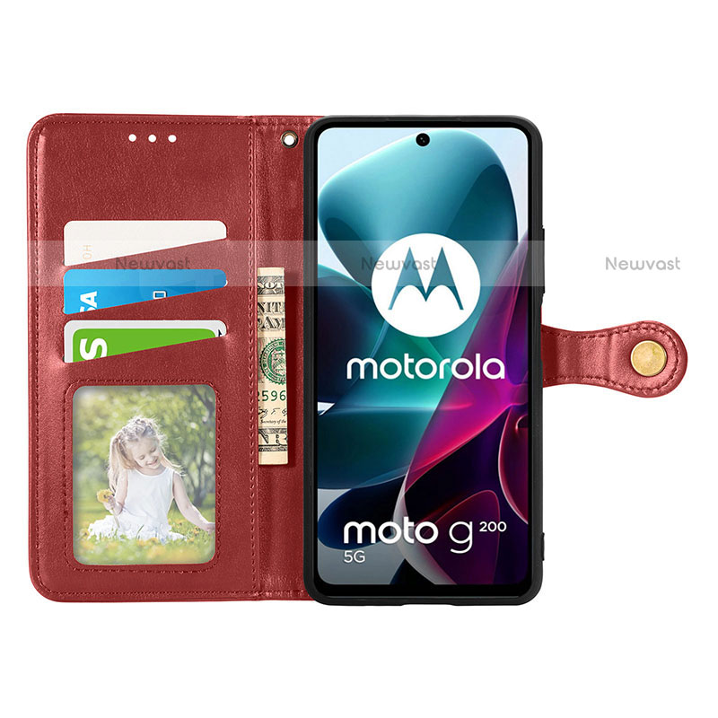 Leather Case Stands Flip Cover Holder S05D for Motorola Moto G200 5G