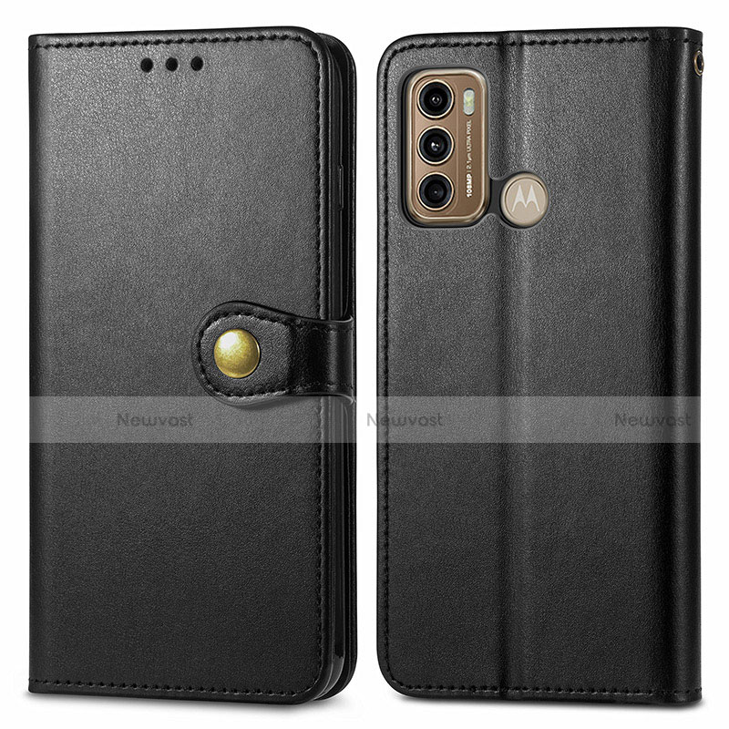 Leather Case Stands Flip Cover Holder S05D for Motorola Moto G40 Fusion Black