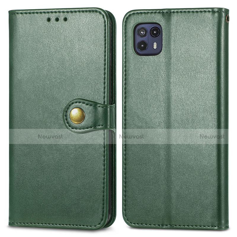 Leather Case Stands Flip Cover Holder S05D for Motorola Moto G50 5G Green
