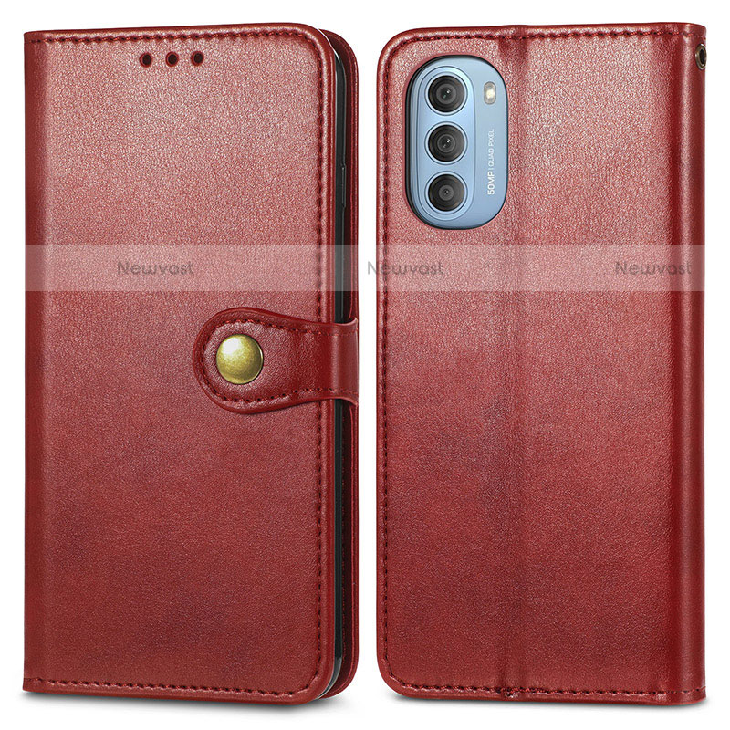 Leather Case Stands Flip Cover Holder S05D for Motorola Moto G51 5G